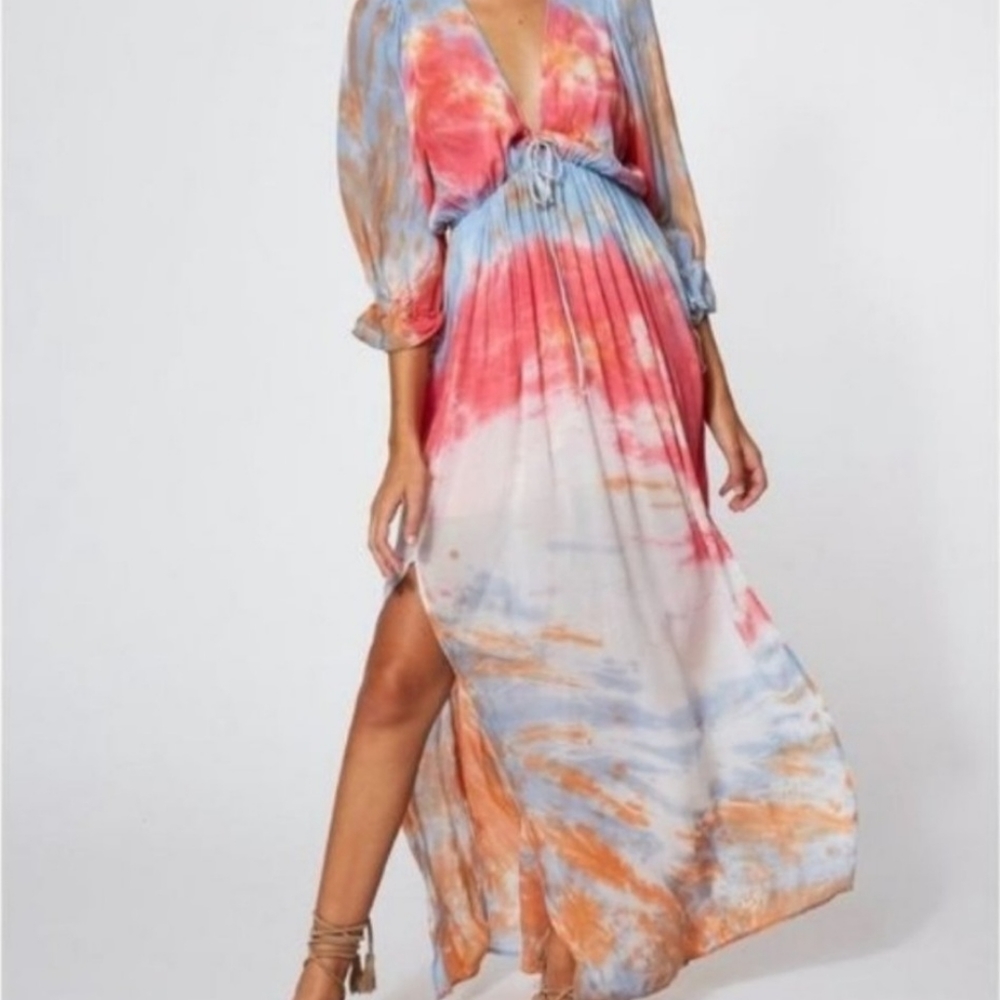 Young, Fabulous and Broke multi-color tie dye meadow maxi dress